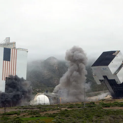 Towers once planned for California shuttle launches leveled for SpaceX rockets