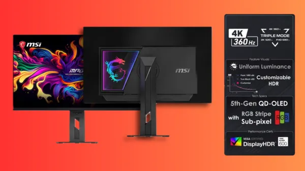 MSI's new 32-inch OLED monitor can switch between 4K 360 Hz, 1440p 520 Hz, and...