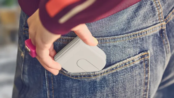 Logi Mobi Fold portable mouse bends in half and slides neatly into your pocket